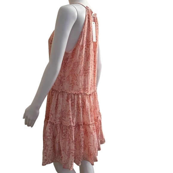 Anthropologie Drew Women's Size S Pink/Floral Mini Tiered Halter Neck Dress NEW - Picture 4 of 16